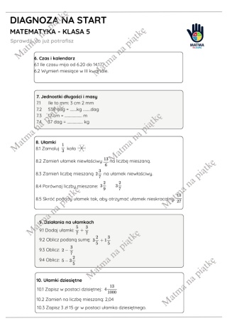 Klasa 5 - Diagnoza wstępna