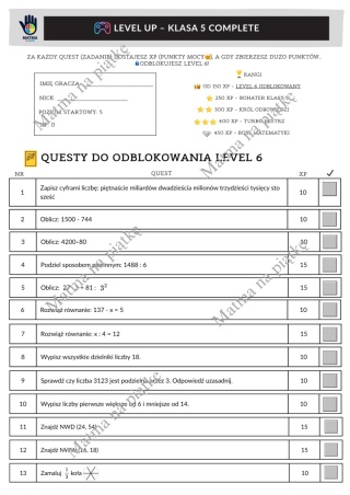 Klasa 5 - 33 Zadania na Koniec Roku Szkolnego w formie gry